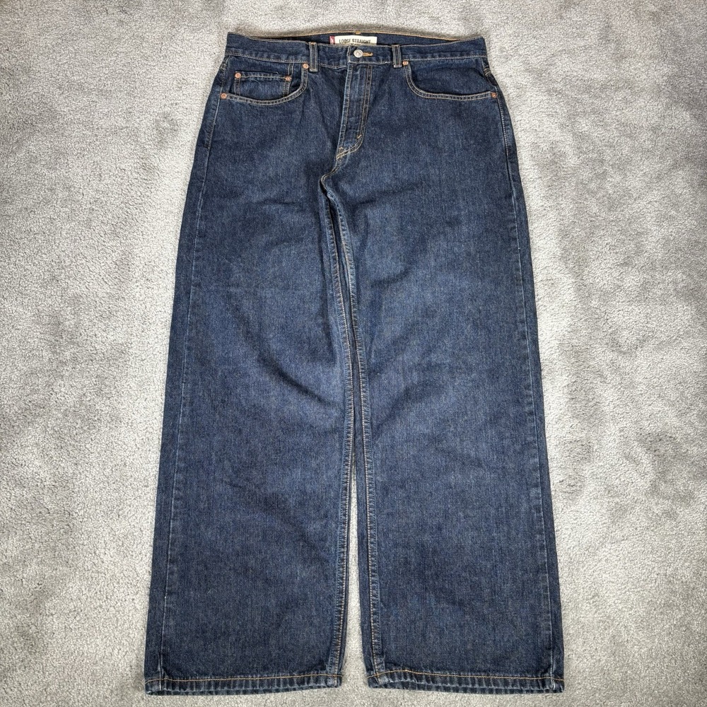 Vintage Levis 569 Jeans Mens 34x30 Loose Straight Fit Dark Blue Denim Baggy 2003